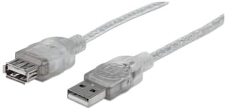 Cable Usb Manhattan 340496 Extensión 2.0 De 3m; A Macho/ Hembra; Plateado Translúcido